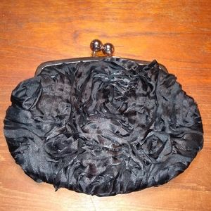 Two Black Evening Bags, Velvety Clutch, Satiny Crossbody, Chain Strap, K…